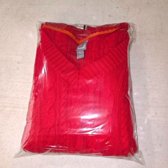 Chunky Cable Knit Sweater Women Petite Large VNeck Cozy Pullover Casual JCPenney - Picture 8 of 16